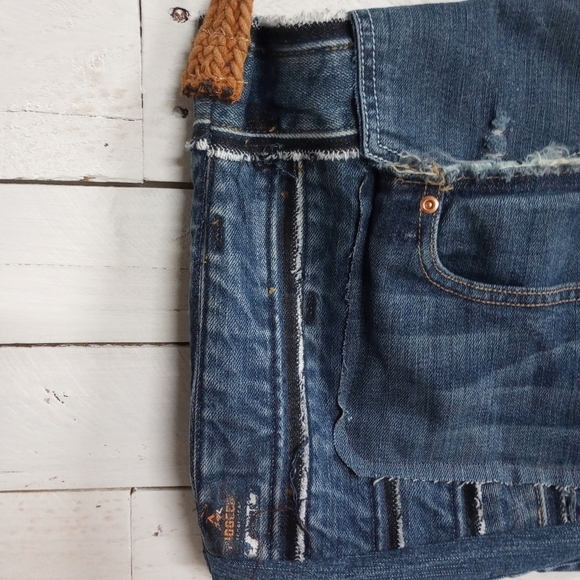 Women's Purse Handbag in Recycled Jeans and Fabric, Inside Lining. - Picture 3 of 9